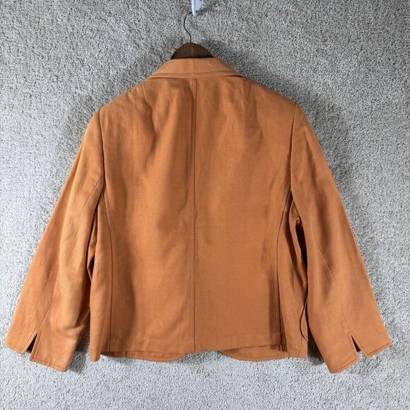 Akris Punto Cotton Linen Orange Blazer Women's 14 Two Button Collared Jacket - Picture 9 of 9